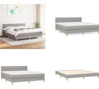 vidaXL Lit boxspring avec matelas gris clair 160x200 cm Tissu - Lit boxspring - Lits boxspring - Lit - Meubles de chambre à coucher
