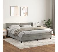 vidaXL Lit boxspring avec matelas gris clair 160x200 cm velours - Lit boxspring - Lits boxspring - Lit - Meubles de chambre à coucher