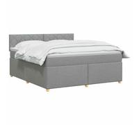 vidaXL Lit boxspring avec Matelas Gris Clair 180 x 200 cm Tissu