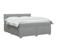 vidaXL Lit boxspring avec Matelas Gris Clair 180 x 200 cm Tissu