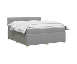 vidaXL Lit boxspring avec Matelas Gris Clair 180 x 200 cm Tissu, Lit de Chambre, Cadre Box Moderne avec tête réglable, Matelas Ferme, mobilier Soutien pour Un Sommeil paisible