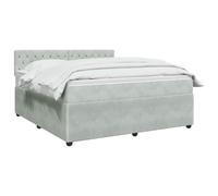 vidaXL Lit boxspring avec Matelas Gris Clair 180 x 200 cm Velours | Réglez l'éclairage