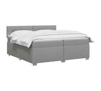 vidaXL Lit boxspring avec Matelas Gris Clair 200 x 200 cm Tissu