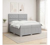 vidaXL Lit boxspring avec matelas Gris clair 200 x 200 cm Tissu 3454225