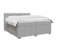 vidaXL Lit boxspring avec Matelas Gris Clair 200 x 200 cm Tissu, Boxspring Moderne, tête de lit réglable, Matelas Ferme, Sommeil Confortable, Meuble déco stylé