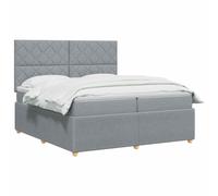 vidaXL Lit boxspring avec Matelas Gris Clair 200 x 200 cm Tissu, Chambre Moderne, lit rembourré, tête de lit réglable, mobilier Pratique, Matelas à Ressorts, Base à Lattes Confortable