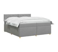 vidaXL Lit boxspring avec Matelas Gris Clair 200 x 200 cm Tissu, Lit de Chambre, Cadre Box Moderne avec tête réglable, Matelas Ferme, mobilier Soutien pour Un Sommeil paisible