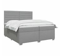 vidaXL Lit boxspring avec Matelas Gris Clair 200 x 200 cm Tissu, Mobilier de Chambre, lit Moderne, sommier, Cadre Ajustable, Confort de Sommeil, Installation intérieure à la Maison