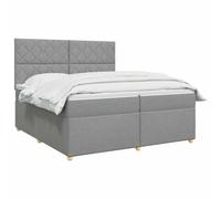 vidaXL Lit boxspring avec Matelas Gris Clair 200 x 200 cm Tissu, Mobilier Moderne pour Chambre, lit avec sommier, Cadre réglable, Matelas Confortable, Solution de Sommeil stylée