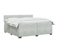 vidaXL Lit boxspring avec Matelas Gris Clair 200 x 200 cm Velours, Chambre contemporaine, Cadre de lit Moderne, tête de lit Ajustable, Matelas Medium Ferme en Velours