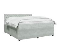 vidaXL Lit boxspring avec Matelas Gris Clair 200 x 200 cm Velours, Lit Moderne, avec tête de lit Ajustable, Velours, Confortable, Meuble Gain de Place stylé pour la Chambre