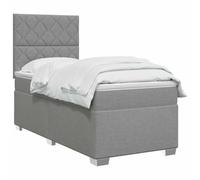 vidaXL Lit boxspring avec Matelas Gris Clair 90 x 190 cm Tissu