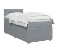 vidaXL Lit boxspring avec Matelas Gris Clair 90 x 190 cm Tissu, Chambre, Mobilier Moderne, Matelas Confort, Tête de lit Ajustable, Lit Box Spring, Design Ergonomique