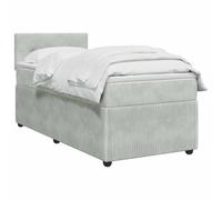 vidaXL Lit boxspring avec Matelas Gris Clair 90 x 190 cm Velours, Chambre Moderne, lit Confortable, Matelas en Velours, Cadre en pin, Ressorts ensachés, Solution Sommeil