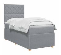 vidaXL Lit boxspring avec Matelas Gris Clair Simple Tissu