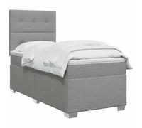 vidaXL Lit boxspring avec Matelas Gris Clair Simple Tissu