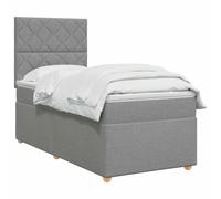 vidaXL Lit boxspring avec Matelas Gris Clair Simple Tissu