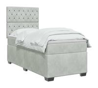 vidaXL Lit boxspring avec Matelas Gris Clair Simple Velours