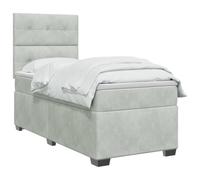 vidaXL Lit boxspring avec Matelas Gris Clair Simple Velours,