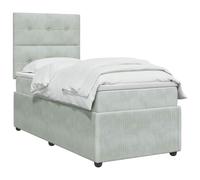 vidaXL Lit boxspring avec Matelas Gris Clair Simple Velours,