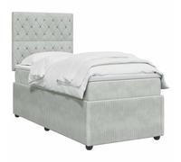 vidaXL Lit boxspring avec Matelas Gris Clair Simple Velours