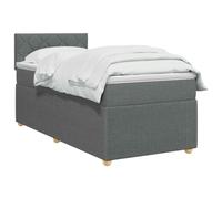 vidaXL Lit boxspring avec Matelas Gris foncé 100 x 200 cm Tissu, Chambre Tendance, lit Box Spring Moderne, tête réglable, Cadre rembourré, Solution Matelas mi-Ferme