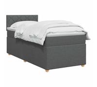vidaXL Lit boxspring avec Matelas Gris foncé 100 x 200 cm Tissu, Lit de Chambre, Cadre Box Moderne avec tête réglable, Matelas Ferme, mobilier Soutien pour Un Sommeil paisible
