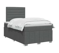 vidaXL Lit boxspring avec Matelas Gris foncé 120 x 190 cm Tissu, Chambre, Lit Moderne, Sommier à Ressorts, Mousse Réglable, Solution Confortable, Matelas Isolant des mouvements