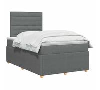vidaXL Lit boxspring avec Matelas Gris foncé 120 x 190 cm Tissu, Chambre Moderne, lit rembourré, tête de lit réglable, mobilier Pratique, Matelas à Ressorts, Base à Lattes Confortable