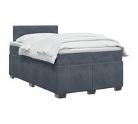 vidaXL Lit boxspring avec Matelas Gris foncé 120 x 190 cm Velours, Chambre contemporaine, Cadre de lit Moderne, tête de lit Ajustable, Matelas Medium Ferme en Velours