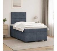 vidaXL Lit boxspring avec matelas Gris foncé 120 x 200 cm Velours 3453621