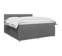 vidaXL Lit boxspring avec Matelas Gris foncé 140 x 190 cm Tissu, Chambre Tendance, lit Box Spring Moderne, tête réglable, Cadre rembourré, Solution Matelas mi-Ferme