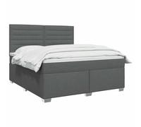 vidaXL Lit boxspring avec Matelas Gris foncé 140 x 190 cm Tissu, Mobilier de Chambre, lit Moderne, sommier, Cadre Ajustable, Confort de Sommeil, Installation intérieure à la Maison