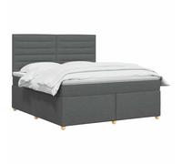 vidaXL Lit boxspring avec Matelas Gris foncé 140 x 190 cm Tissu, Mobilier Moderne pour Chambre, lit avec sommier, Cadre réglable, Matelas Confortable, Solution de Sommeil stylée