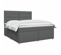 vidaXL Lit boxspring avec Matelas Gris foncé 140 x 190 cm Tissu, Mobilier Moderne pour Chambre, lit avec sommier, Cadre réglable, Matelas Confortable, Solution de Sommeil stylée