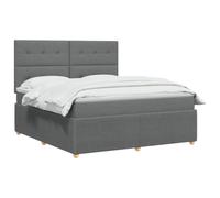 vidaXL Lit boxspring avec Matelas Gris foncé 140 x 200 cm Tissu, Chambre Moderne, lit rembourré, tête de lit réglable, mobilier Pratique, Matelas à Ressorts, Base à Lattes Confortable