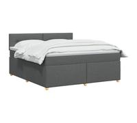 vidaXL Lit boxspring avec Matelas Gris foncé 140 x 200 cm Tissu, Lit de Chambre, Cadre Box Moderne avec tête réglable, Matelas Ferme, mobilier Soutien pour Un Sommeil paisible