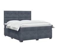 vidaXL Lit boxspring avec Matelas Gris foncé 140 x 200 cm Velours, Chambre, lit Tendance, Velours, tête de lit Ajustable, Matelas Ferme, Sommeil réparateur, idées déco
