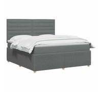 vidaXL Lit boxspring avec Matelas Gris foncé 160 x 200 cm Tissu