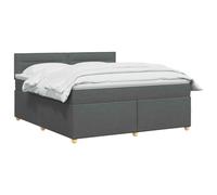 vidaXL Lit boxspring avec Matelas Gris foncé 160 x 200 cm Tissu