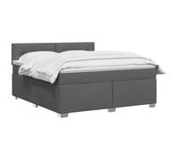 vidaXL Lit boxspring avec Matelas Gris foncé 160 x 200 cm Tissu, Chambre, Lit Box Spring Moderne, Surface de Sommeil, Tête réglable, Cadre Fonctionnel, Soutien Matelas Cozy