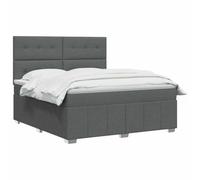 vidaXL Lit boxspring avec Matelas Gris foncé 160 x 200 cm Tissu, Chambre, Lit Moderne, Sommier à Ressorts, Mousse Réglable, Solution Confortable, Matelas Isolant des mouvements