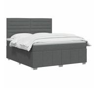 vidaXL Lit boxspring avec Matelas Gris foncé 160 x 200 cm Tissu, Chambre, Lit Moderne, Sommier à Ressorts, Mousse Réglable, Solution Confortable, Matelas Isolant des mouvements