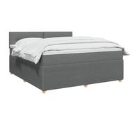 vidaXL Lit boxspring avec Matelas Gris foncé 160 x 200 cm Tissu, Chambre Tendance, lit Box Spring Moderne, tête réglable, Cadre rembourré, Solution Matelas mi-Ferme