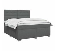 vidaXL Lit boxspring avec Matelas Gris foncé 160 x 200 cm Tissu, Mobilier de Chambre, lit Moderne, sommier, Cadre Ajustable, Confort de Sommeil, Installation intérieure à la Maison