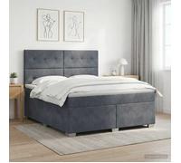 vidaXL Lit boxspring avec Matelas Gris foncé 160 x 200 cm Velours, Chambre, lit Tendance, Velours, tête de lit Ajustable, Matelas Ferme, Sommeil réparateur, idées déco