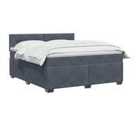 vidaXL Lit boxspring avec Matelas Gris foncé 160 x 200 cm Velours, Chambre contemporaine, Cadre de lit Moderne, tête de lit Ajustable, Matelas Medium Ferme en Velours