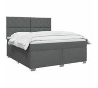 vidaXL Lit boxspring avec Matelas Gris foncé 180 x 200 cm Tissu