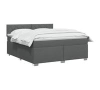 vidaXL Lit boxspring avec Matelas Gris foncé 180 x 200 cm Tissu