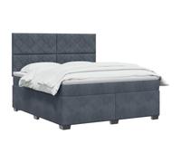 vidaXL Lit boxspring avec Matelas Gris foncé 180 x 200 cm Velours